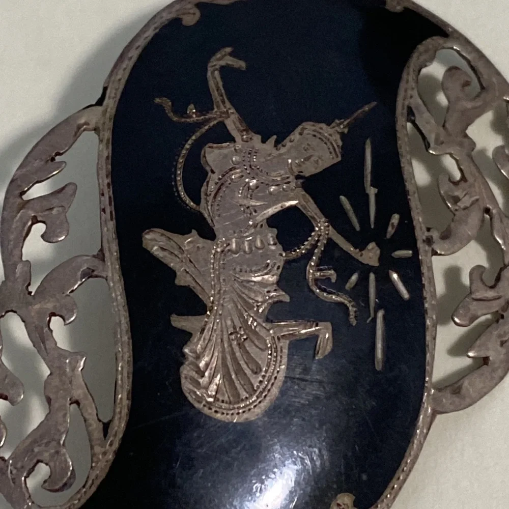 VTG Sterling Silver Niello Siam Pendant Brooch - Picture 2 of 8